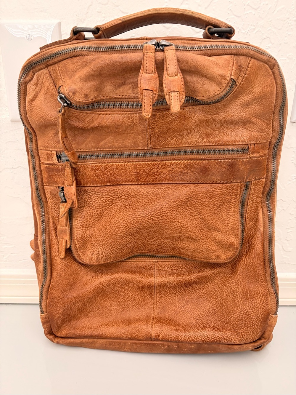 Free People Leather Backpack in Cognac Brown